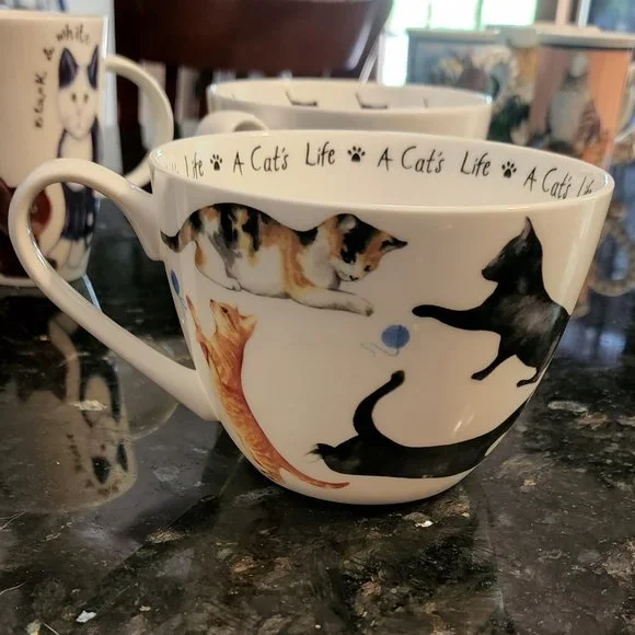 2 Portobello By Design 'Home Is Where My Cat Is' Bone China XL Mugs EUC … - Picture 9 of 9